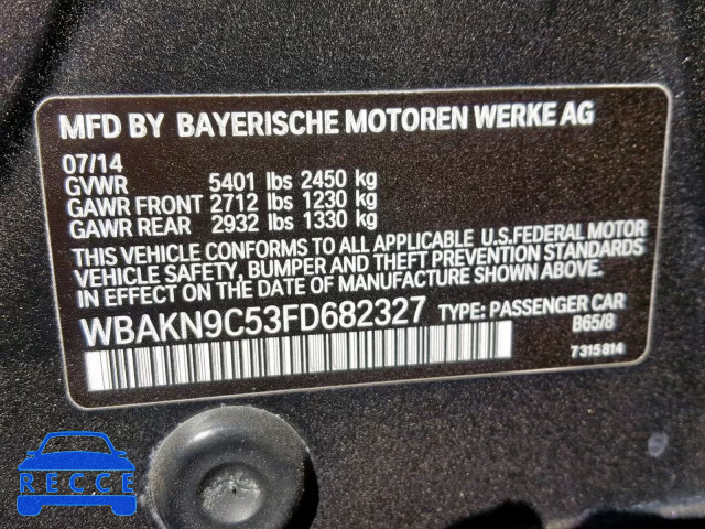 2015 BMW 550 I WBAKN9C53FD682327 зображення 9