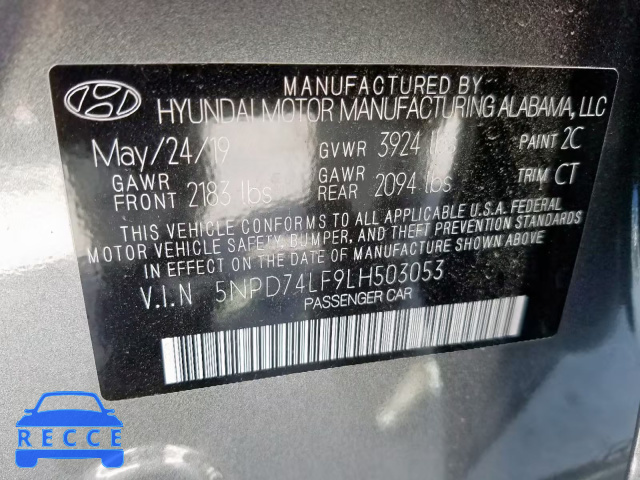 2020 HYUNDAI ELANTRA SE 5NPD74LF9LH503053 Bild 9