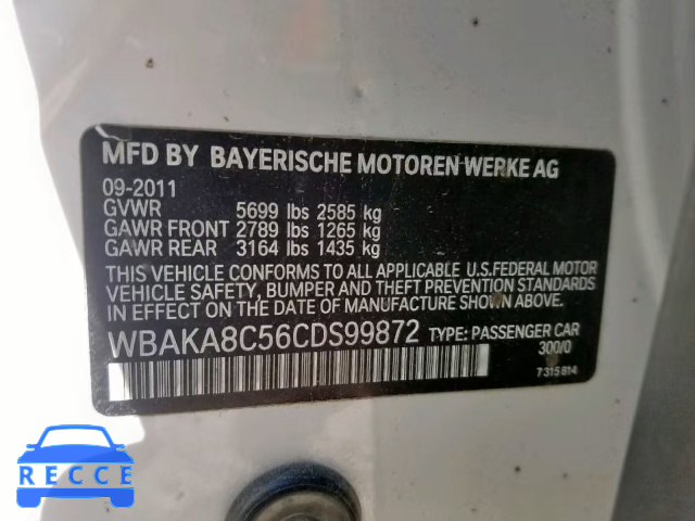 2012 BMW 750 I WBAKA8C56CDS99872 зображення 9