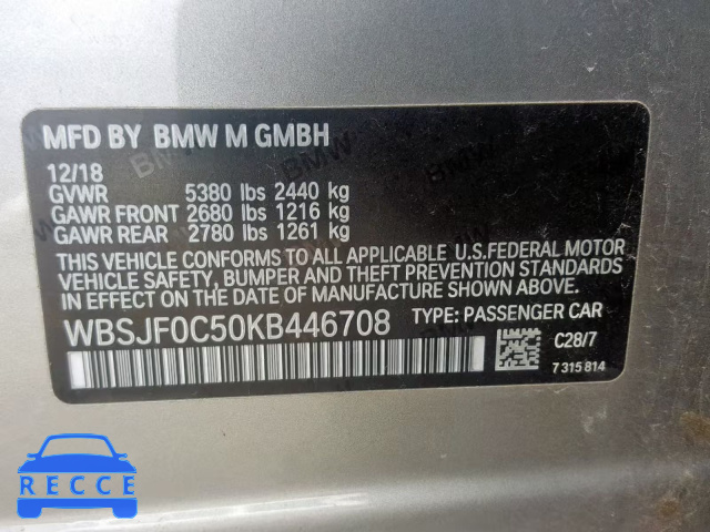 2019 BMW M5 WBSJF0C50KB446708 image 9