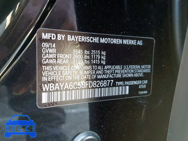 2015 BMW 740 I WBAYA6C58FD826877 image 9