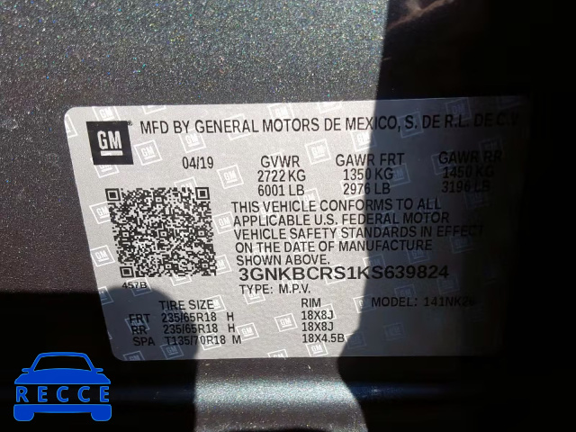 2019 CHEVROLET BLAZER 2LT 3GNKBCRS1KS639824 image 9