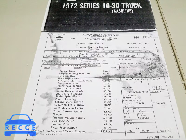 1972 CHEVROLET C10 CCE142B126107 image 9