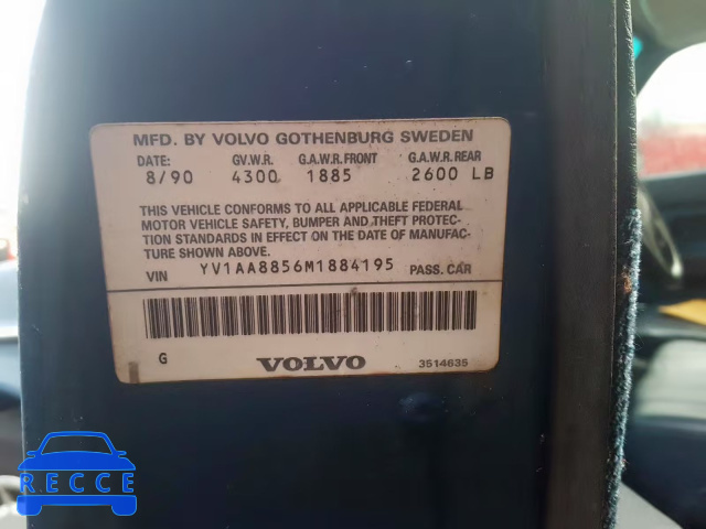 1991 VOLVO 240 BASE YV1AA8856M1884195 Bild 9