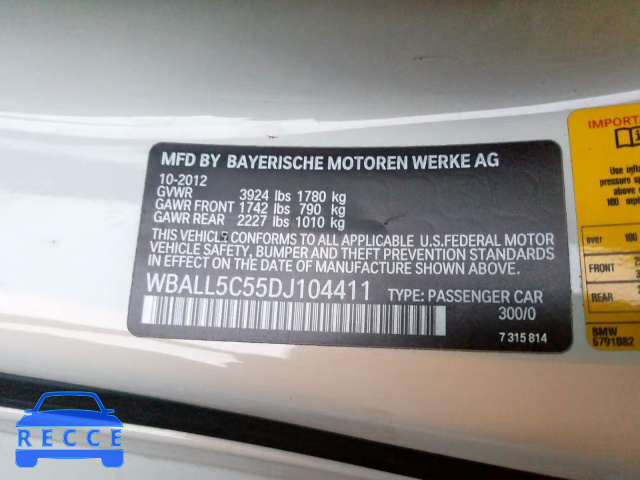 2013 BMW Z4 SDRIVE2 WBALL5C55DJ104411 зображення 9