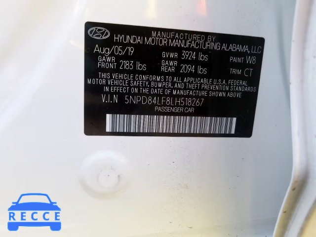 2020 HYUNDAI ELANTRA SE 5NPD84LF8LH518267 Bild 9