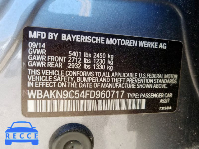 2015 BMW 550 I WBAKN9C54FD960717 зображення 9