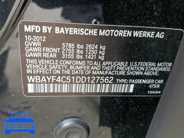 2013 BMW 740 LXI WBAYF4C51DD127562 image 9