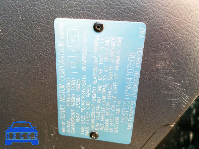 1991 SUZUKI SIDEKICK J JS3TD01V5M4107508 Bild 9