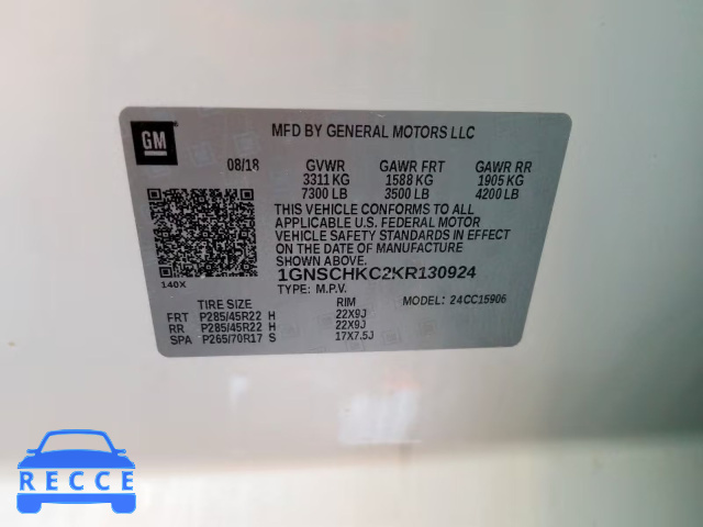2019 CHEVROLET SUBURBAN C 1GNSCHKC2KR130924 image 9