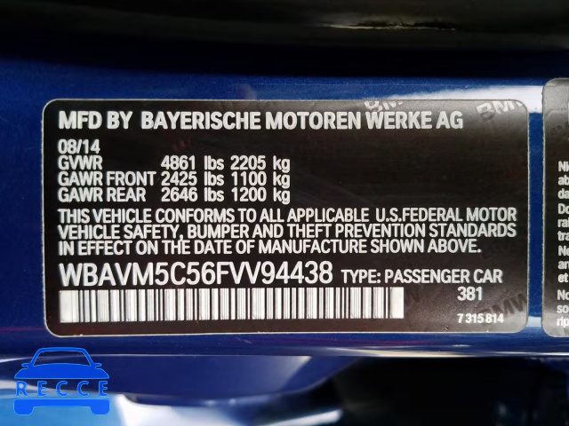 2015 BMW X1 XDRIVE3 WBAVM5C56FVV94438 image 9