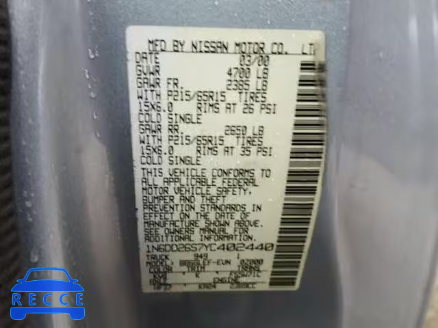 2000 NISSAN FRONTIER X 1N6DD26S7YC402440 image 8