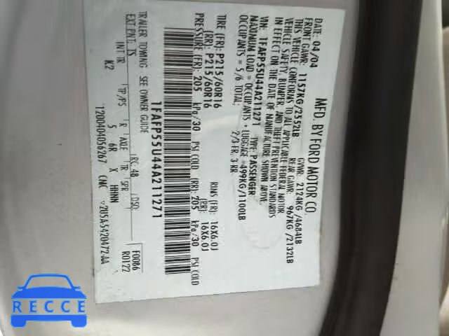 2004 FORD TAURUS SES 1FAFP55U44A211271 image 9