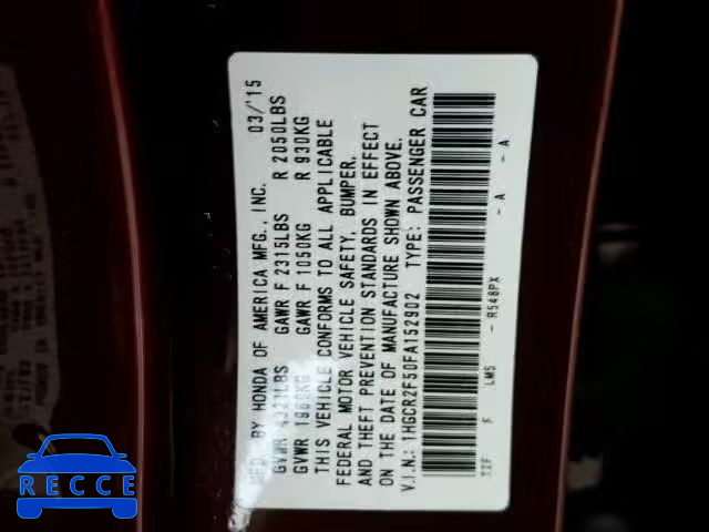 2015 HONDA ACCORD SPO 1HGCR2F50FA152902 image 8