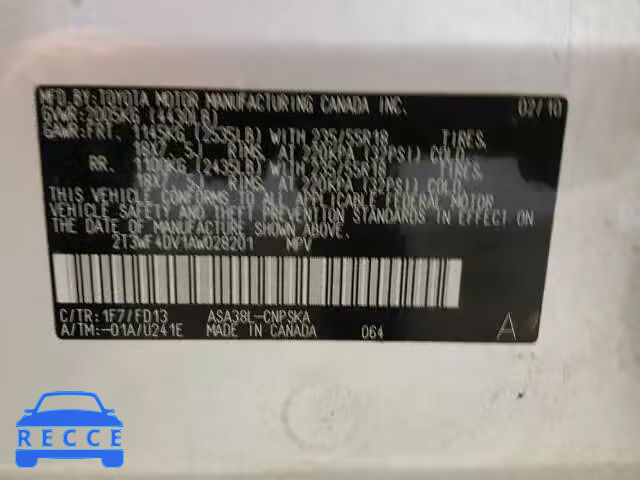 2010 TOYOTA RAV4 SPORT 2T3WF4DV1AW028201 Bild 9