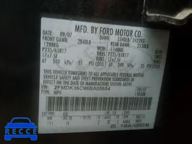 2008 FORD EDGE SE 2FMDK36C98BA05654 image 9