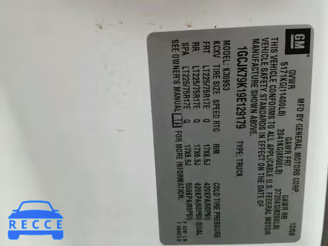 2009 CHEVROLET SILVERADO 1GCJK79K19E129179 image 7