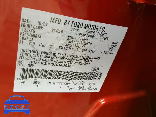 2010 FORD EDGE SEL 2FMDK3JC8ABA56866 image 8