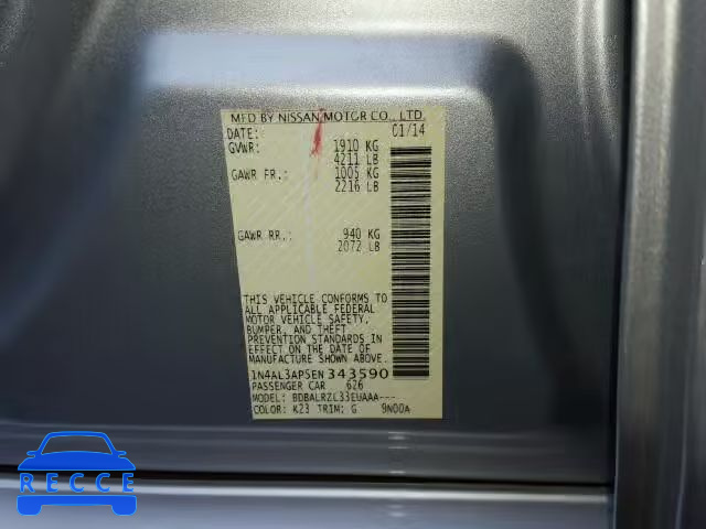 2014 NISSAN ALTIMA 2.5 1N4AL3AP5EN343590 image 9