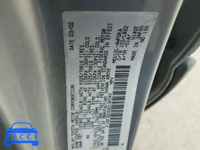 2002 LEXUS RX 300 JTJGF10UX20136349 image 8