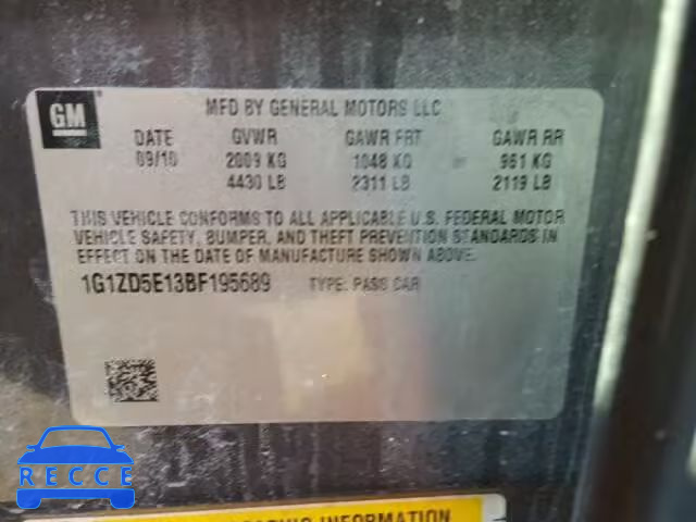 2011 CHEVROLET MALIBU 2LT 1G1ZD5E13BF195689 image 9