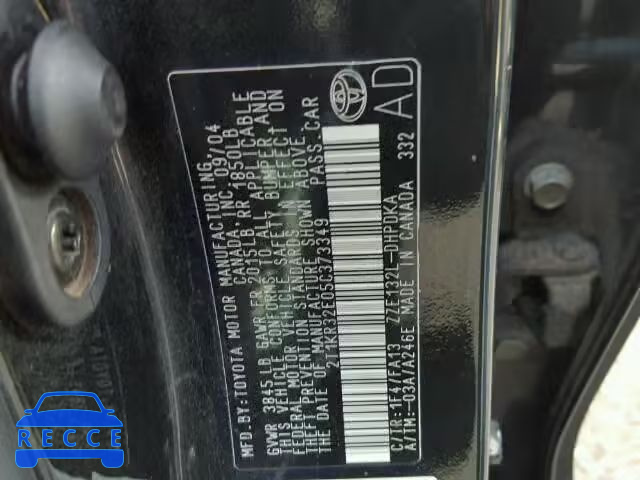 2005 TOYOTA MATRIX 2T1KR32E05C373349 image 9