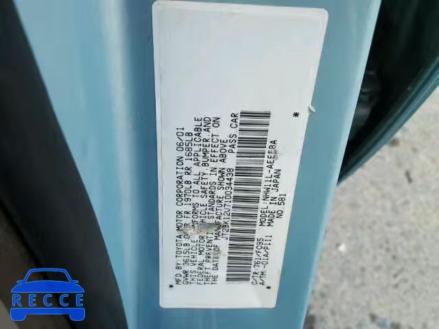 2001 TOYOTA PRIUS JT2BK12U710034438 image 8