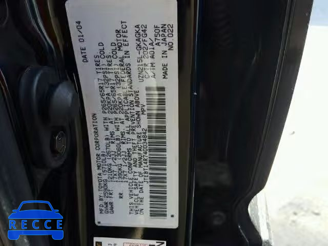 2004 TOYOTA 4RUNNER SR JTEBT14R740034842 image 9