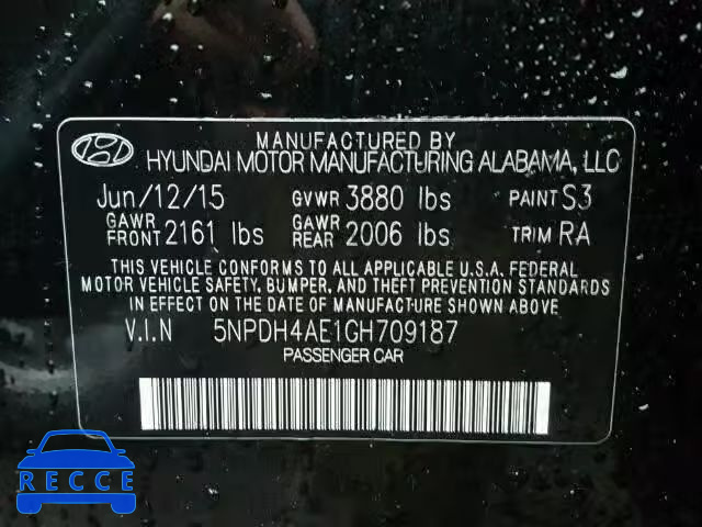 2016 HYUNDAI ELANTRA SE 5NPDH4AE1GH709187 Bild 8