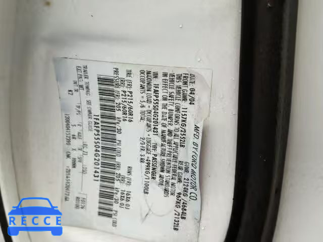 2004 FORD TAURUS SES 1FAFP55S04G201431 image 9