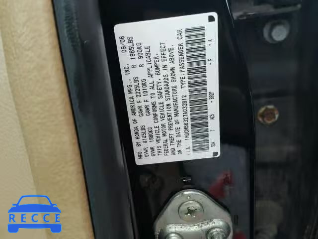 2007 HONDA ACCORD SE 1HGCM56327A032812 image 9