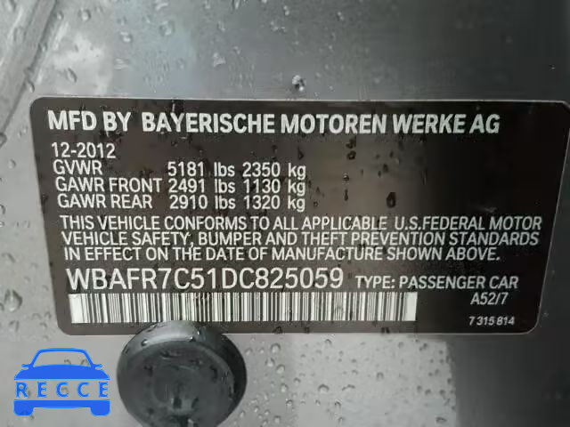 2013 BMW 535I WBAFR7C51DC825059 зображення 9