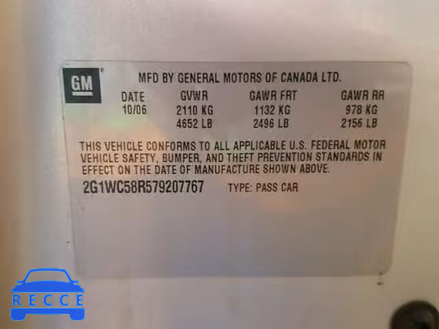 2007 CHEVROLET IMPALA LT 2G1WC58R579207767 image 9