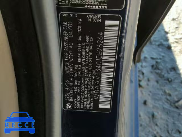 2001 BMW 325I WBAAV33401EE26264 image 8