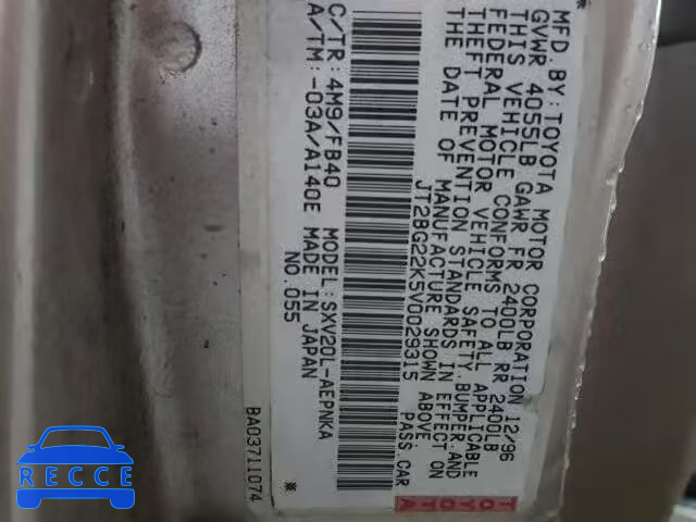 1997 TOYOTA CAMRY LE/X JT2BG22K5V0029315 image 9