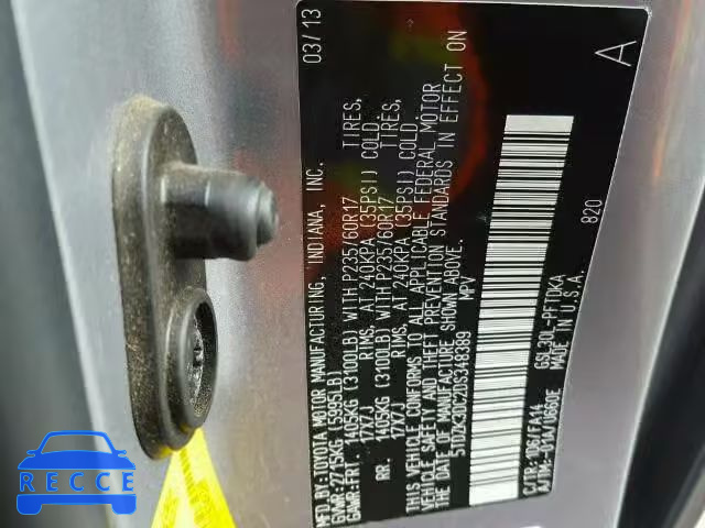 2013 TOYOTA SIENNA 5TDZK3DC2DS348389 image 9