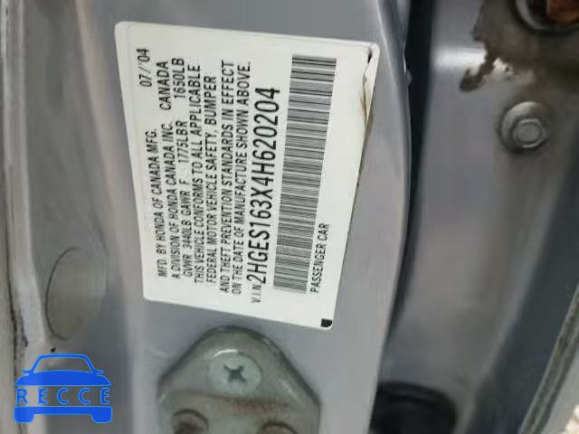 2004 HONDA CIVIC DX V 2HGES163X4H620204 image 9