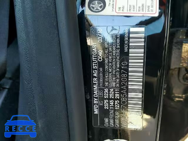 2010 MERCEDES-BENZ E550 WDDHF7CB5AA208710 зображення 9