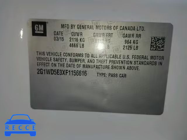 2015 CHEVROLET IMPALA LIM 2G1WD5E3XF1156616 image 9