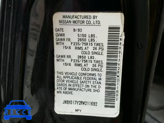 1994 NISSAN PATHFINDER JN8HD17Y2RW211692 image 9