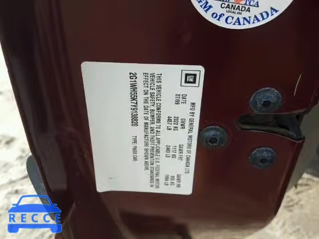 2000 CHEVROLET IMPALA LS 2G1WH55K7Y9138820 image 9