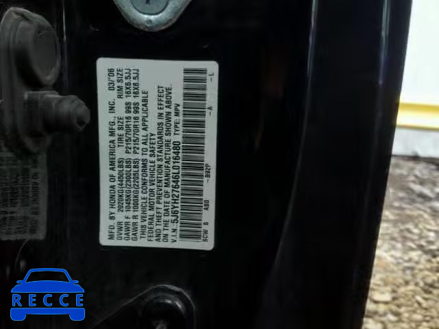 2006 HONDA ELEMENT EX 5J6YH27646L016480 image 9