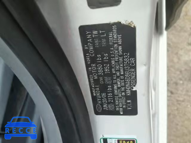 2006 HYUNDAI ELANTRA GL KMHDN46D86U375832 image 9