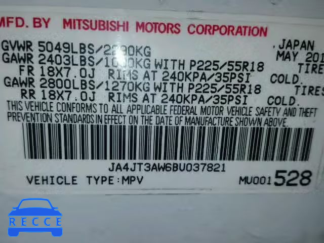 2011 MITSUBISHI OUTLANDER JA4JT3AW6BU037821 image 9