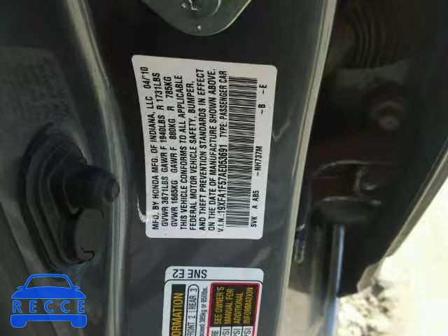 2010 HONDA CIVIC LX 19XFA1F57AE053691 image 9