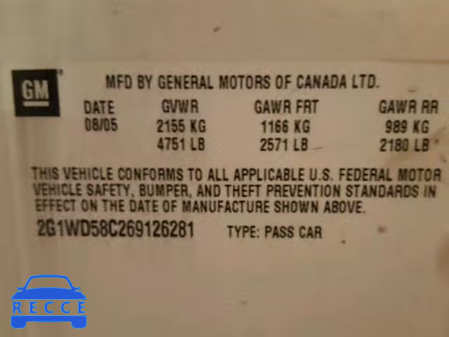 2006 CHEVROLET IMPALA SUP 2G1WD58C269126281 image 9