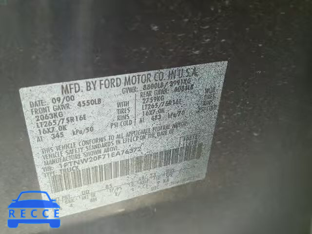 2001 FORD F250 SUPER 1FTNW20F71EA76372 image 9