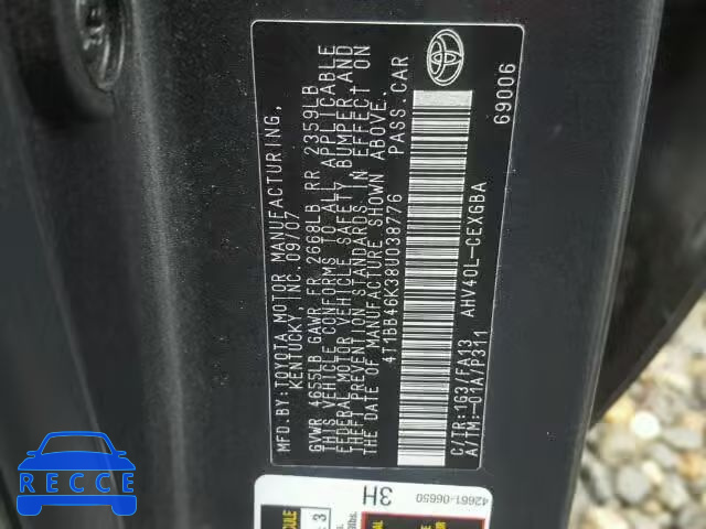 2008 TOYOTA CAMRY HYBR 4T1BB46K38U038776 image 9