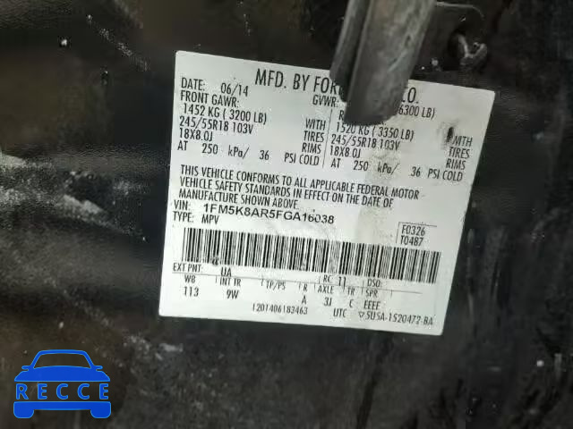 2015 FORD EXPLORER P 1FM5K8AR5FGA16038 image 9