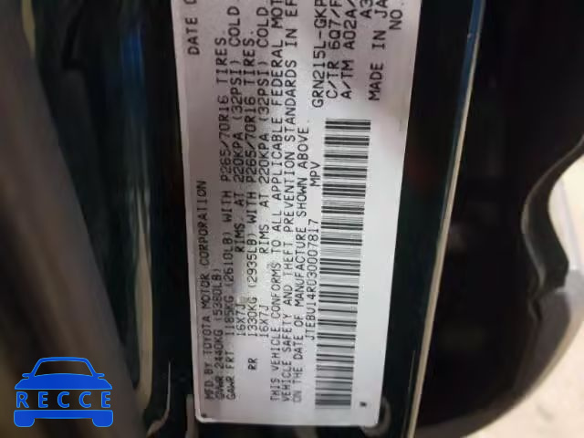 2003 TOYOTA 4RUNNER SR JTEBU14R030007817 image 9